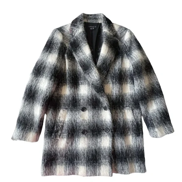 Theory Plaid Cafe Lithe Double Breasted CoatMEDIUM